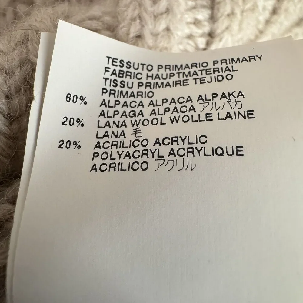 MM6 Maison Martin Margiela Cable Knit Mini Sweater Dress L Alpaca Wool Beige - Picture 12 of 13